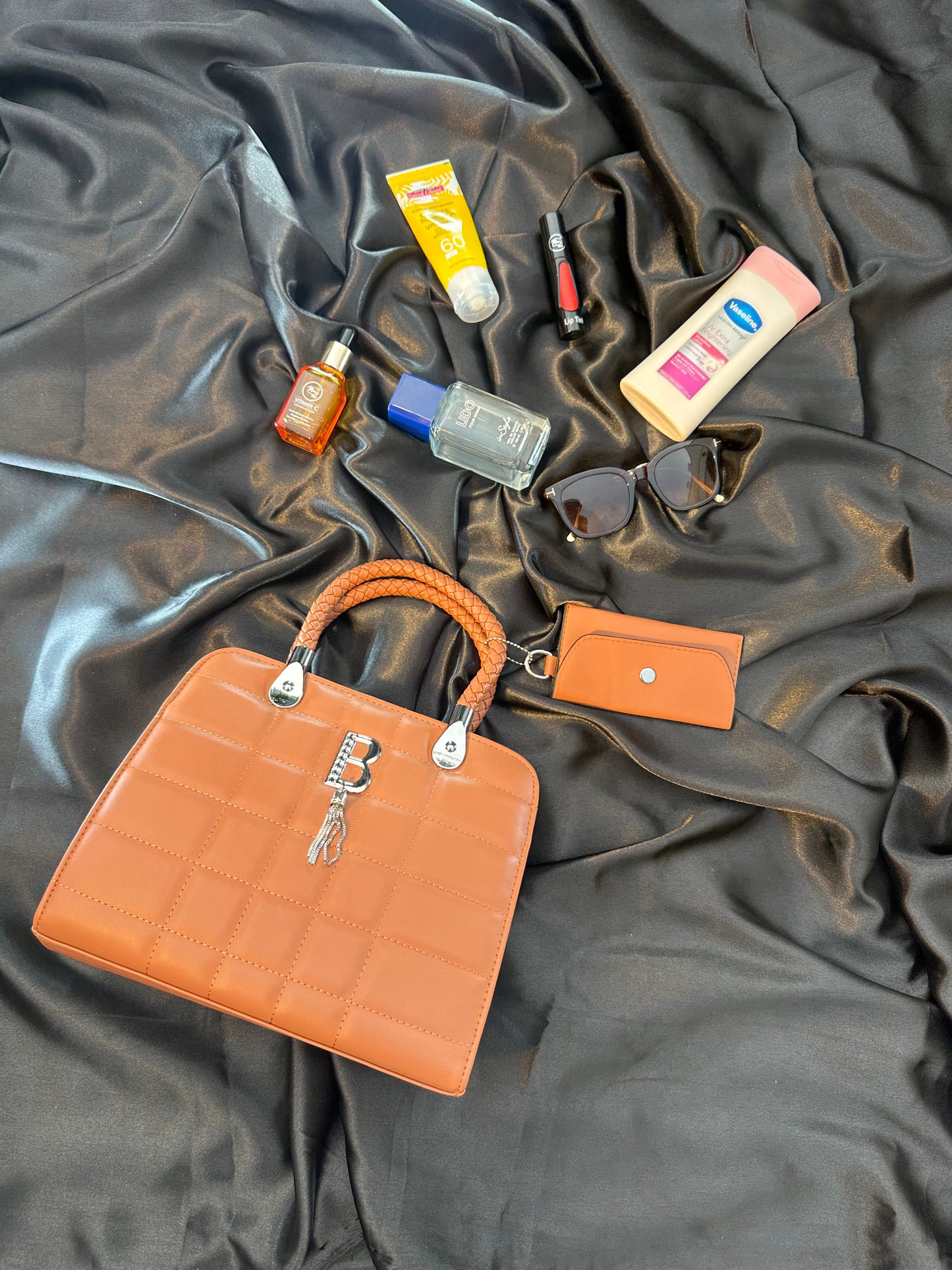 Classic Brown Tote with Detachable Mini Pouch