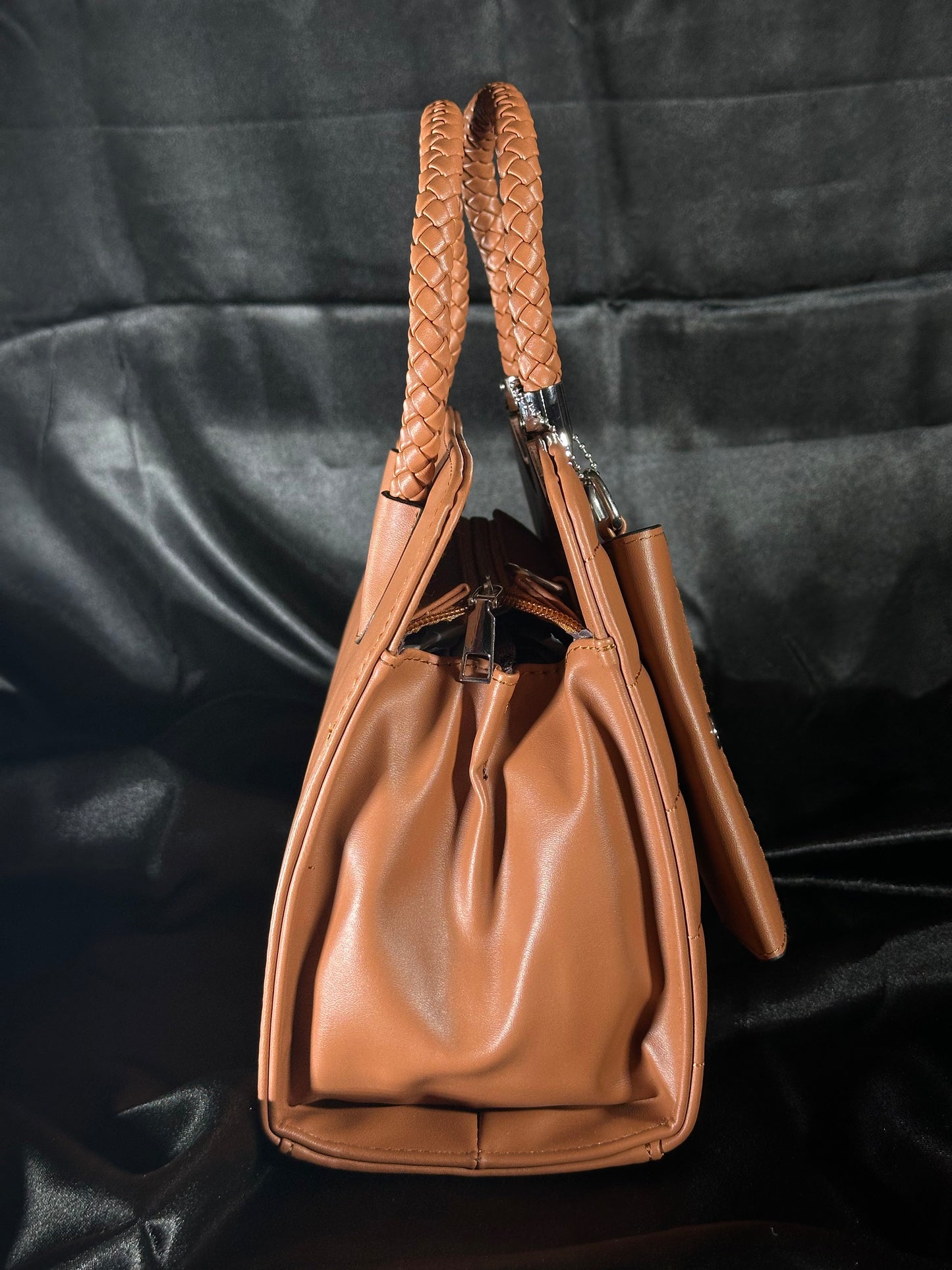 Classic Brown Tote with Detachable Mini Pouch