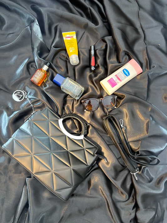 Black Quilted Handbag / Party Wear