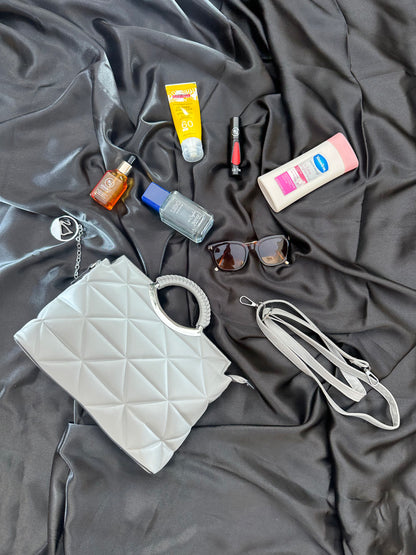 Silver Quilted Handbag –  Shine for Every Occasion