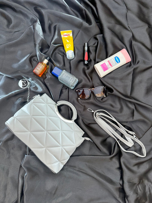 Silver Quilted Handbag –  Shine for Every Occasion