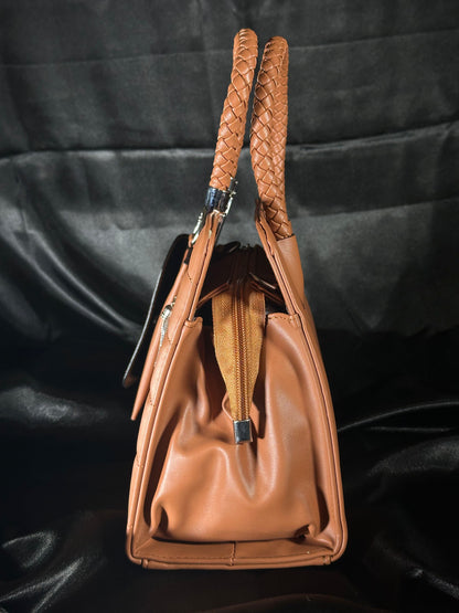 Classic Brown Tote with Detachable Mini Pouch