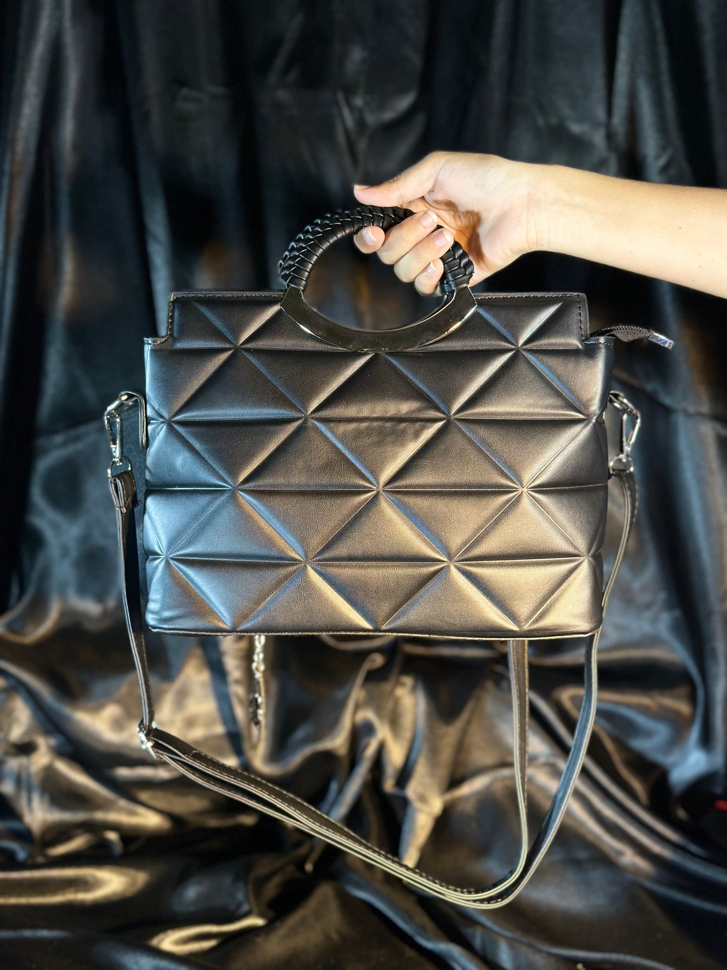 Black Quilted Handbag / Party Wear