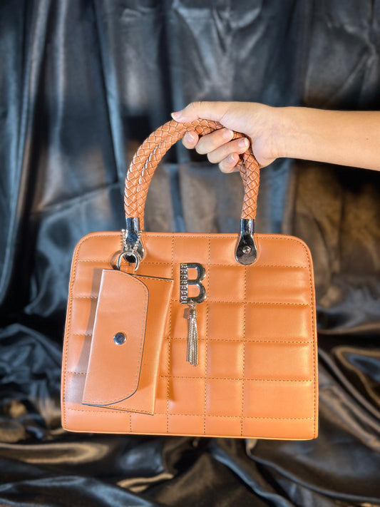Classic Brown Tote with Detachable Mini Pouch